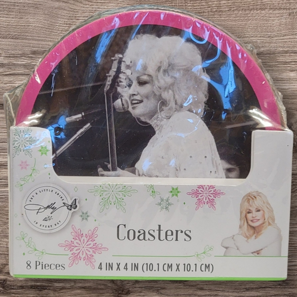 Dolly Parton Coasters Set of 8 Retro‎ Photographs Disco Balls Collectible Gift